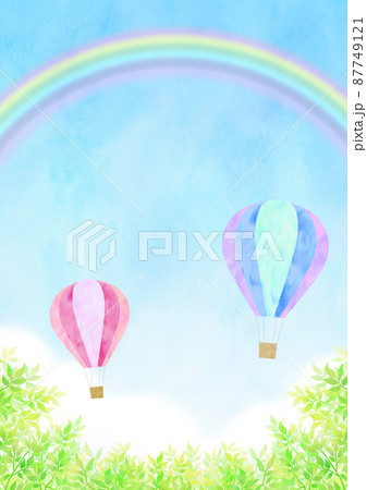 気球 水彩 熱気球 虹のイラスト素材 - PIXTA
