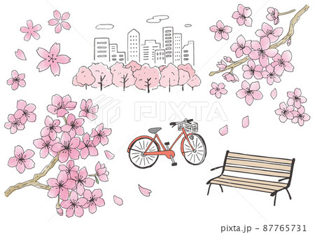 水彩風 手書き 桜 花のイラスト素材