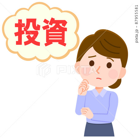 悩む 考える 女の子 思案のイラスト素材
