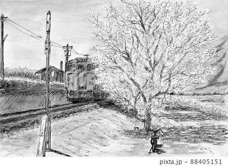 駅 風景 田舎 無人駅のイラスト素材 - PIXTA