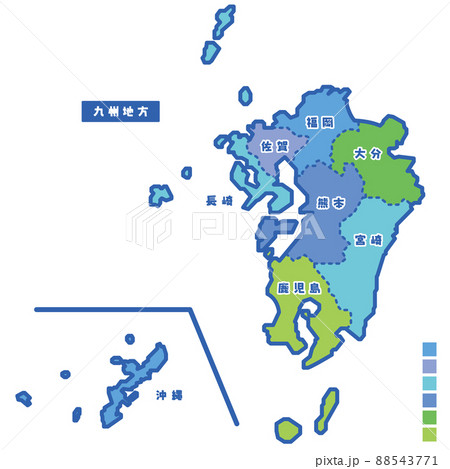 福岡県の地図のイラスト素材