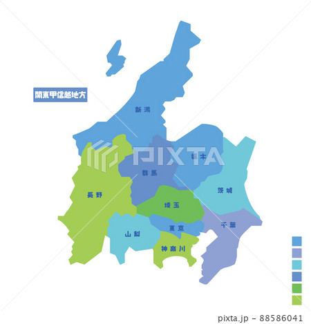 関東地方の地図のイラスト素材