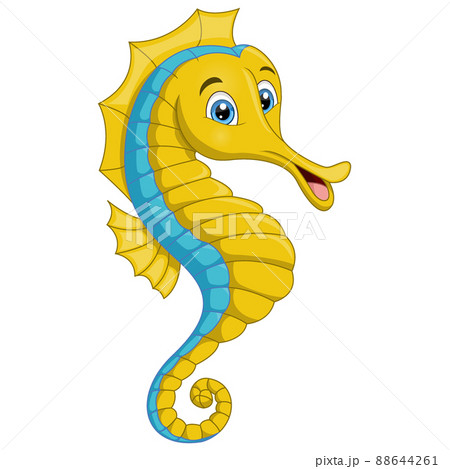 タツノオトシゴ イラスト かわいい 白バックのイラスト素材