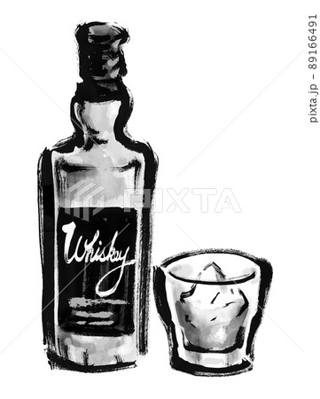 お酒 モノクロ 飲み物のイラスト素材