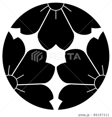 家紋 桜 イラスト 和のイラスト素材