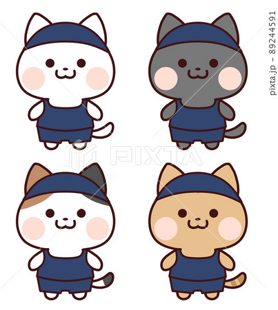 猫 イラスト 海 夏の写真素材