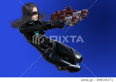 ポーズ 女性 人物 銃のイラスト素材
