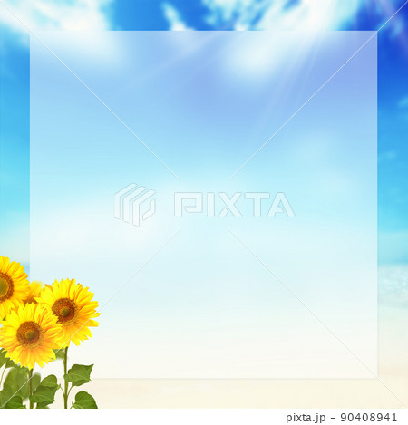 背景 ひまわり 向日葵 おしゃれの写真素材