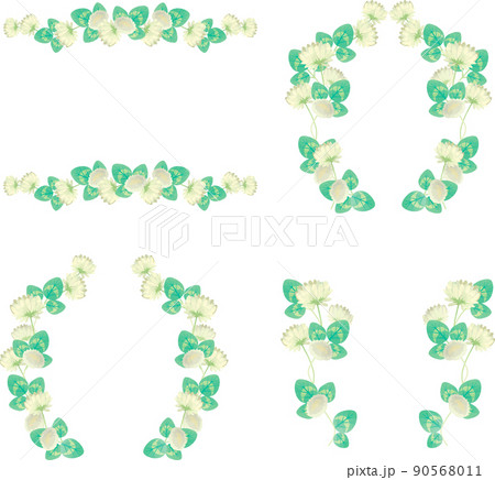 フレーム 飾り枠 クローバー シンプルのイラスト素材