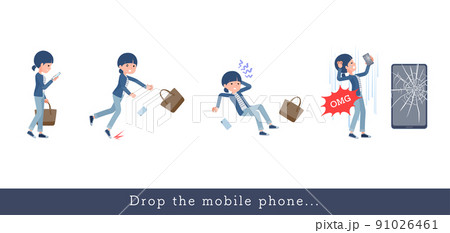 歩きスマホ事故のイラスト素材