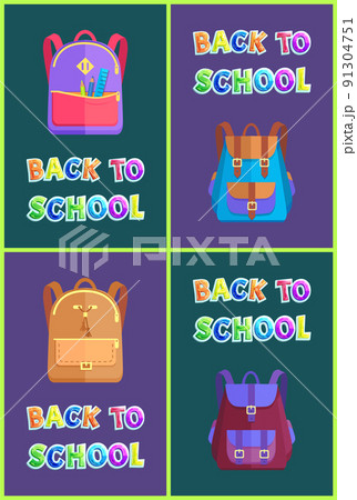 Satchel packed with school supplies, college or - Stock Illustration  [68906521] - PIXTA