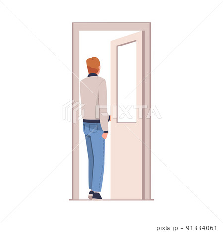 ドア 開ける 人 男のイラスト素材