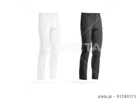 Blank black and white sport sweatpants mockup, back side view