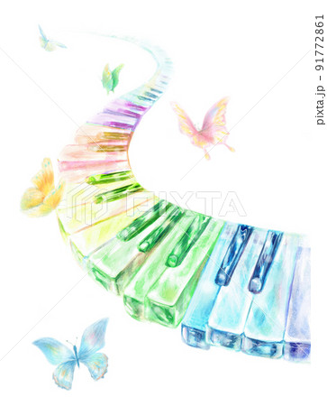 虹の色鉛筆のイラスト素材