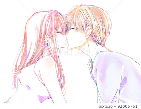 Kissing men and women line drawing - Stock Illustration [92511928] - PIXTA