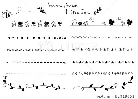 花 手書き素材 フラワー 花ラインのイラスト素材