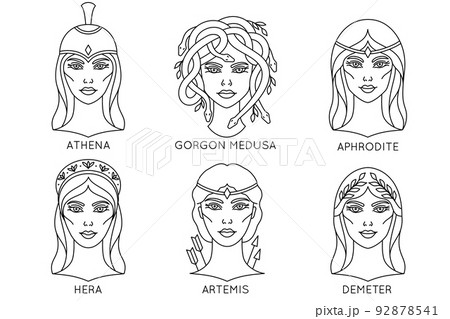 Medusa gorgon goddess, black silhouette vector - Stock Illustration  [105058943] - PIXTA