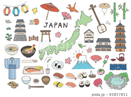 日本地図 日本 地図 手書きのイラスト素材