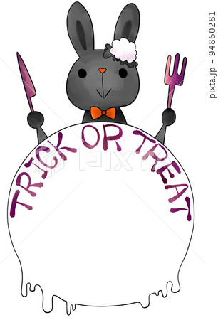 動物 食事 うさぎ イラストの写真素材