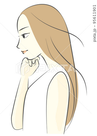 伏し目のイラスト素材