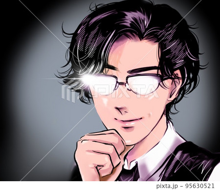 メガネ男子のイラスト素材