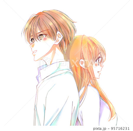背中合わせ カップルのイラスト素材