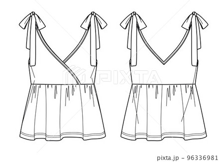 Vector woven blouse fashion CAD, woman shirt - Stock Illustration  [96335871] - PIXTA