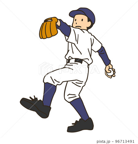 Baseball player line drawing (pitcher / catcher - Stock Illustration  [77922916] - PIXTA