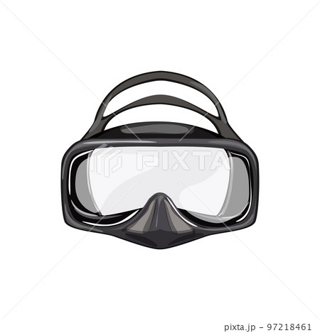 Diving mask and fins, isolated vector illustration, black