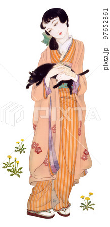 女性 水彩 着物 日本画のイラスト素材 - PIXTA