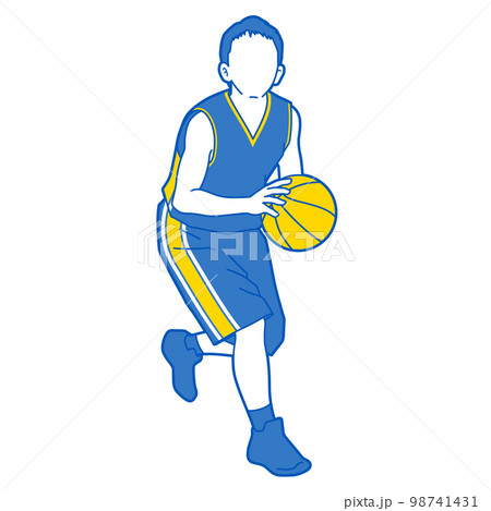 Basketball player running while dribbling - Stock Illustration [103592131]  - PIXTA