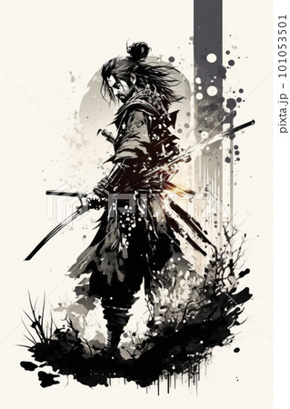侍 刀 武士 水彩画のイラスト素材 - PIXTA