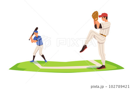 Baseball players flat color vector faceless - Stock Illustration  [77539378] - PIXTA