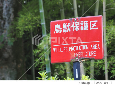鳥獣保護区 保護区 看板 鳥獣の写真素材 - PIXTA