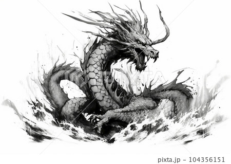 ドラゴン 水墨画 大きめ 水墨画 龍2015年3匹目 完成。 | yakudo-kan