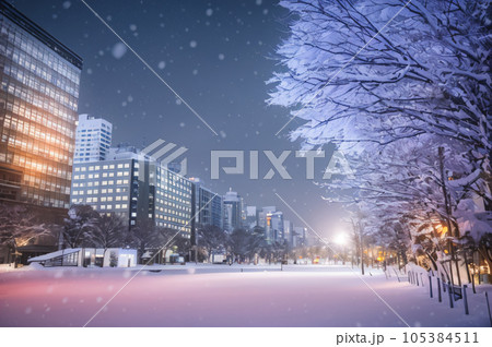 札幌 夜景 都会 冬景色のイラスト素材 - PIXTA 
