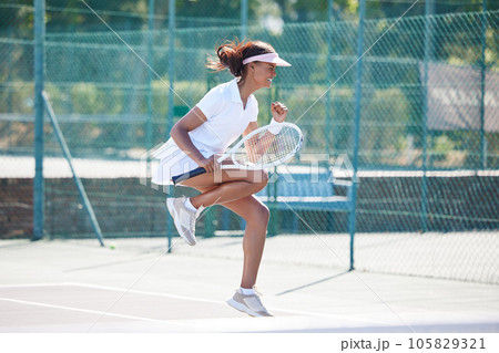 Tennis player, athlete or sports person training for game or match