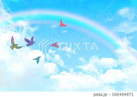 水彩 水彩画 虹色 にじのイラスト素材 - PIXTA