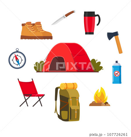Pixel art camping adventure set. 8bit game - Stock Illustration  [101213862] - PIXTA
