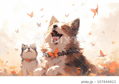 動物 犬 秋 紅葉のイラスト素材 - PIXTA