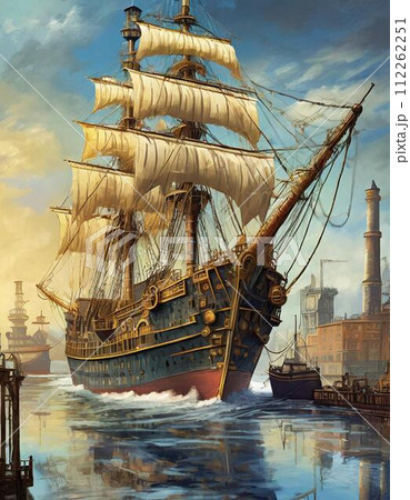 川上 澄生、波囲み蛮船図、希少な額装用画集より、美品、新品額装付