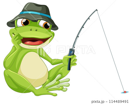 釣りをしているカエルさん　可愛い かえる釣りのイラスト素材 - PIXTA