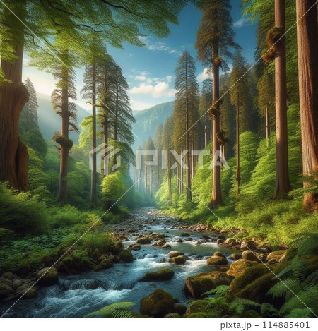 森 森林 背景 光のイラスト素材 - PIXTA