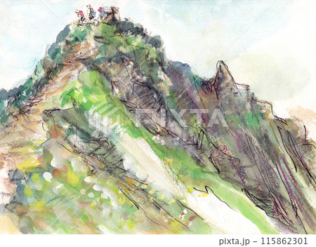 大きな　谷川岳風景画 谷川岳（日本画） | ギャラリーまきの 信州の木製品と美術工芸品販売の