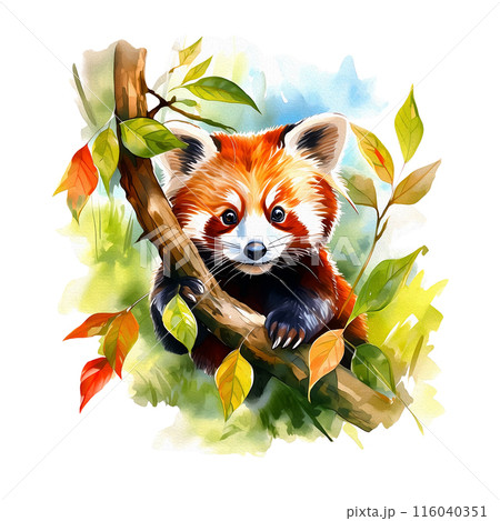 動物 水彩画 レッサーパンダ イラストのイラスト素材 - PIXTA