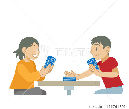 2人 トランプ カード 遊ぶのイラスト素材 - PIXTA