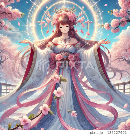 user_5e436d8a【AIアート】白龍と花の姫シリーズ3点木花咲耶姫 木花咲耶姫のイラスト素材 - PIXTA