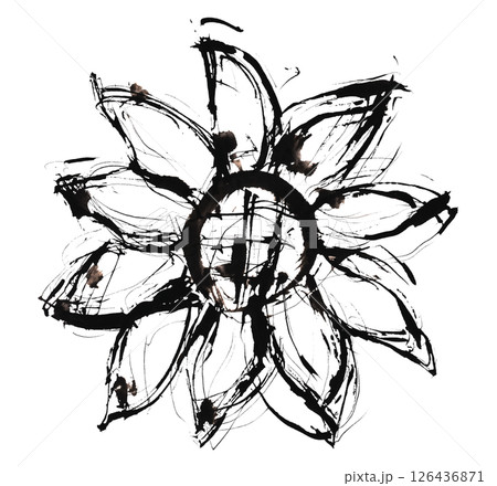 ヒマワリ 水墨画 墨絵 イラストのイラスト素材 - PIXTA