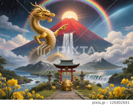 虹 龍 ドラゴン 風景の写真素材 - PIXTA