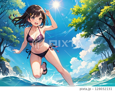 ビキニスタイルの女性イラスト 7月5日-ビキニスタイルの日 | ビジソザ